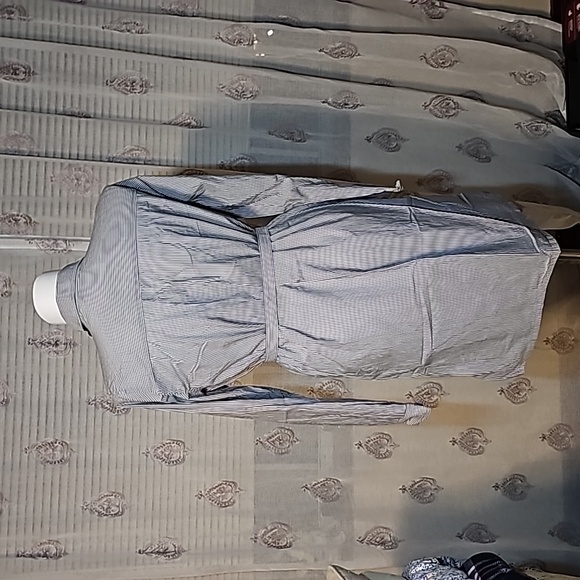 Striped Log Sleeve Shirt Dress - Picture 9 of 16